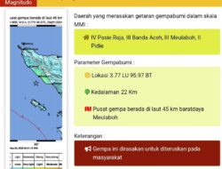 Gempa 6,4 Mag Guncang Meulaboh Dirasakan Pesisir Barat Daya Nagan Raya