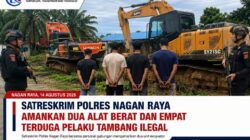 Polres Nagan Raya Amankan Dua Excavator dan Empat Terduga Pelaku Tambang Ilegal